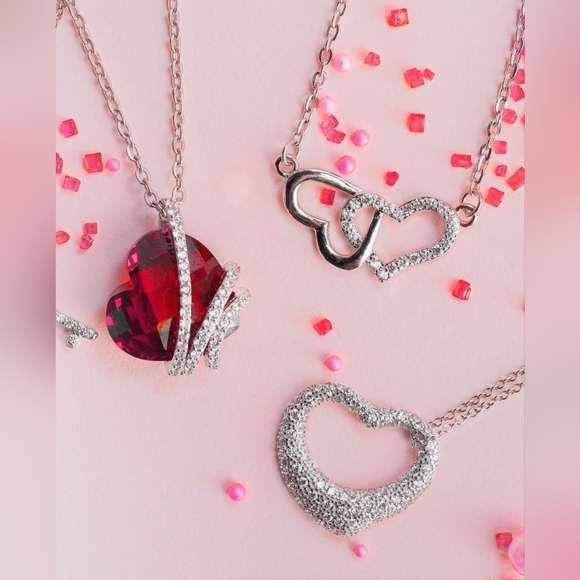 Heart Gemstone Necklace, 925 Sterling Silver Charmed Aroma Love Story - Picture 4 of 5